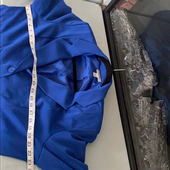 Dress Barn Blue lined jacket W/ ruched sleeve - Picture 10 of 13